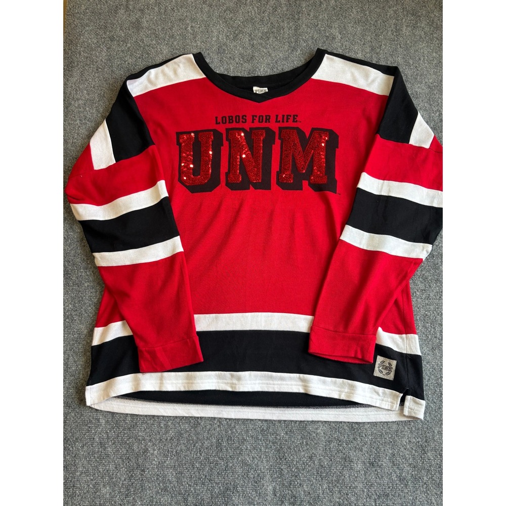 Pink Victoria's Secret UNM Lobos Sequin Jersey Sweatshirt Red Black Women Large